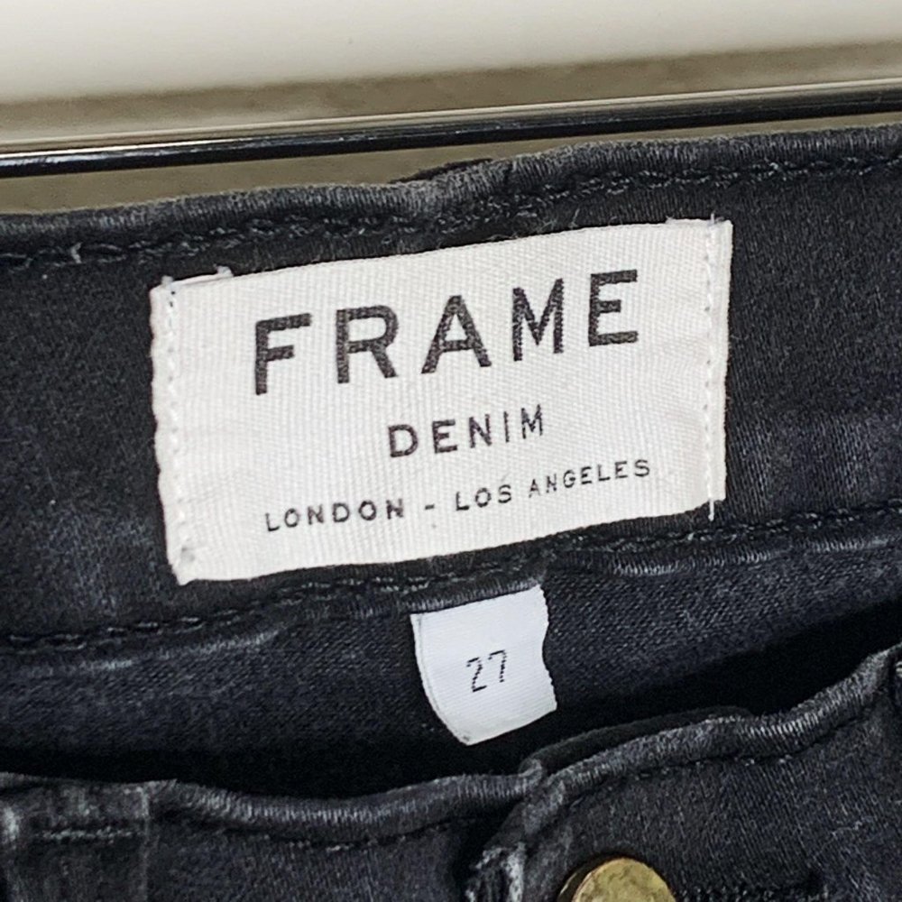 FRAME Denim Le Skinny de Jeanne Black Jeans 27 - Picture 7 of 11